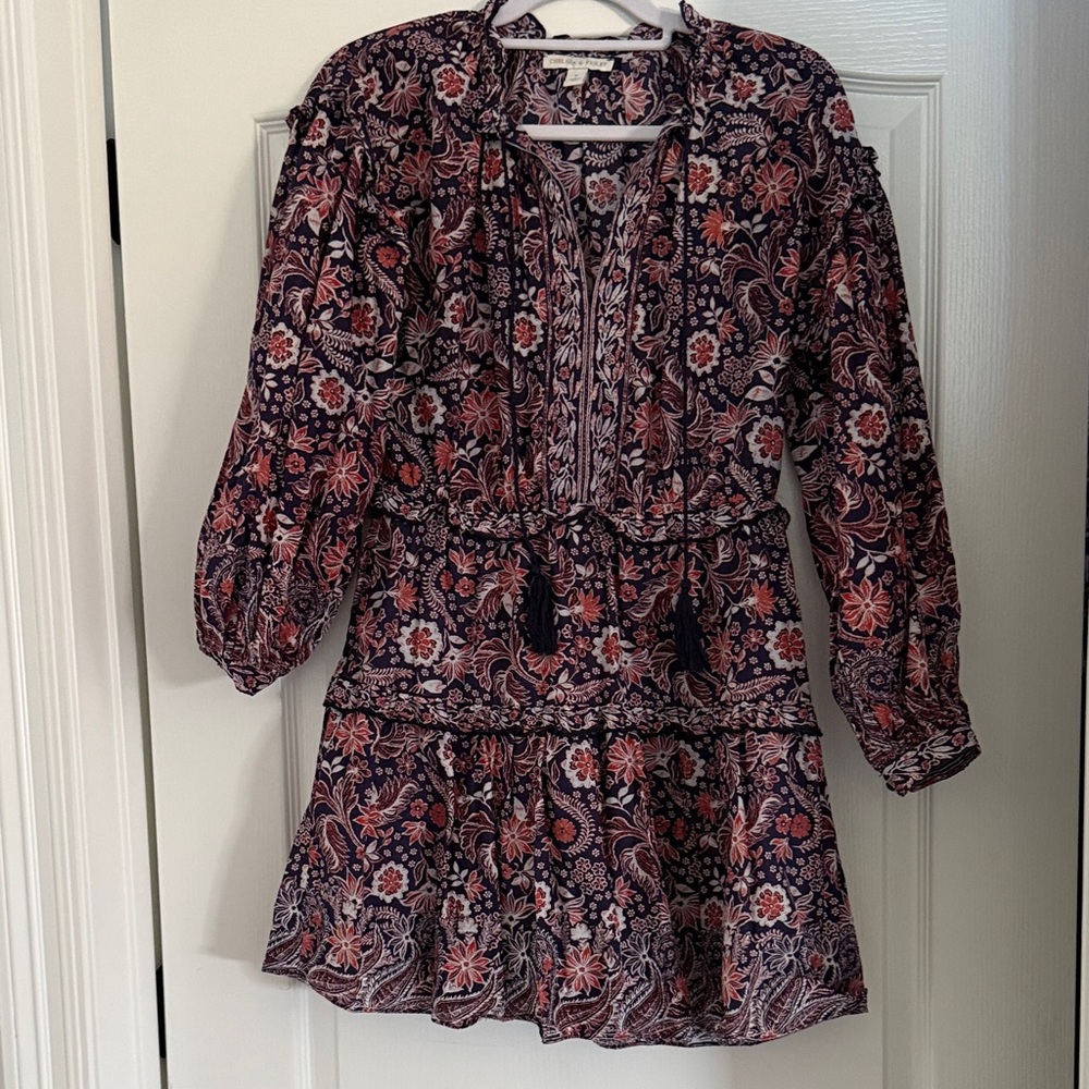 Chelsea & Violet Navy and Coral Floral Top